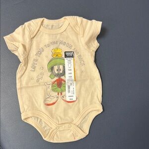 Warner Bros Cream Bodysuit with Cartoon Graphic